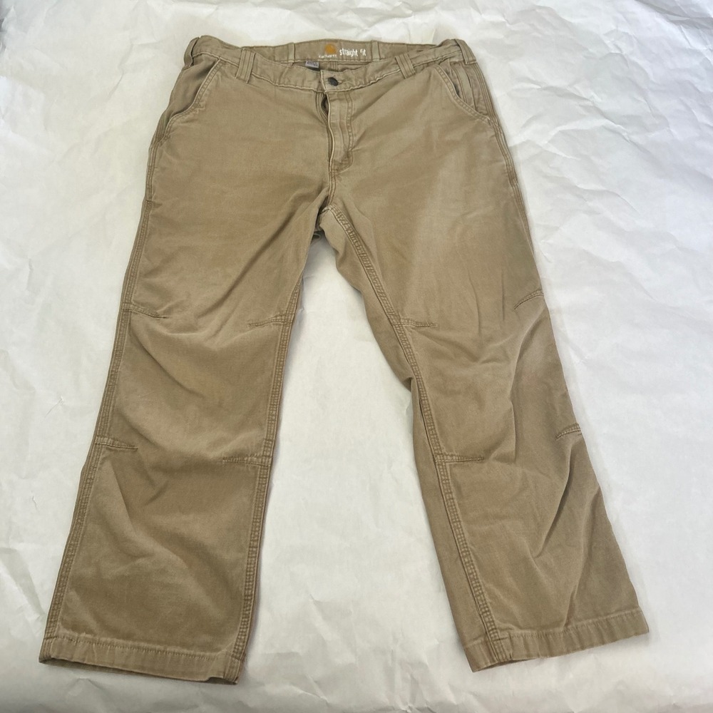 Carhartt Mens Straight Fit Work‎ Canvas Pants Tan Khaki Rigby Utility 38x26